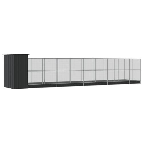 Voliere med udvidelse 1037x203x216 cm stål sølvfarvet