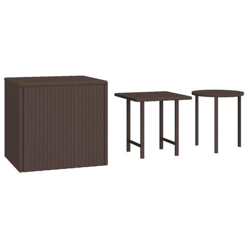 Sideborde 3 stk. til haven polyrattan brun