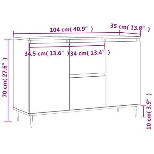 Skænk 104x35x70 cm konstrueret træ sonoma-eg