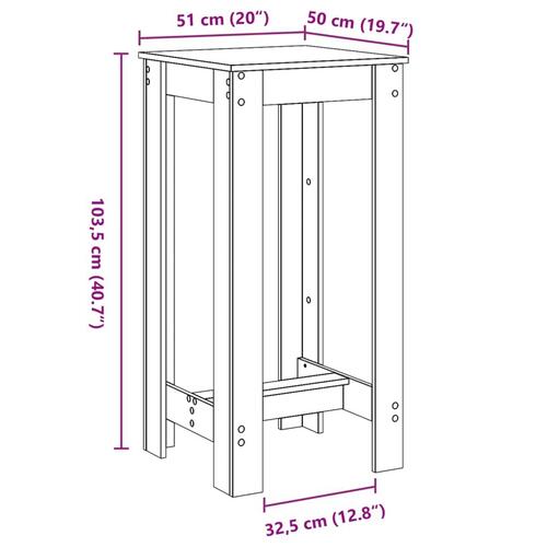 Barbord 51x50x103,5 cm konstrueret træ sonoma-eg