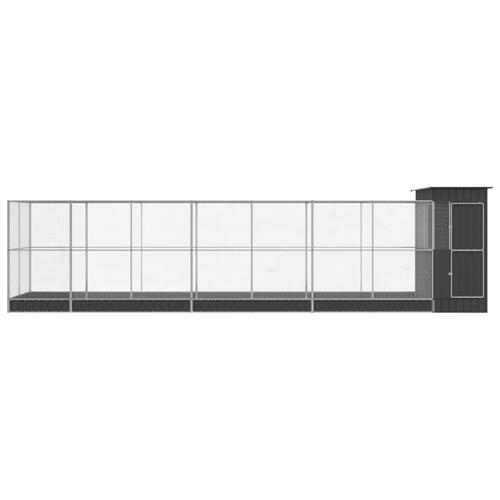 Voliere med udvidelse 830x203x216 cm stål sølvfarvet