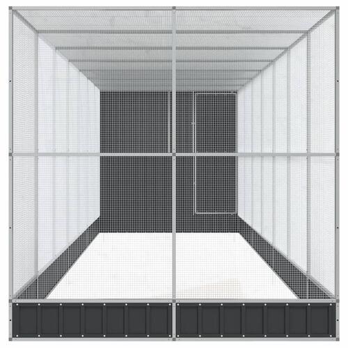 Voliere med udvidelse 830x203x216 cm stål sølvfarvet