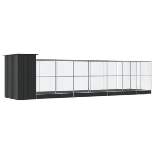 Voliere med udvidelse 830x203x216 cm stål sølvfarvet