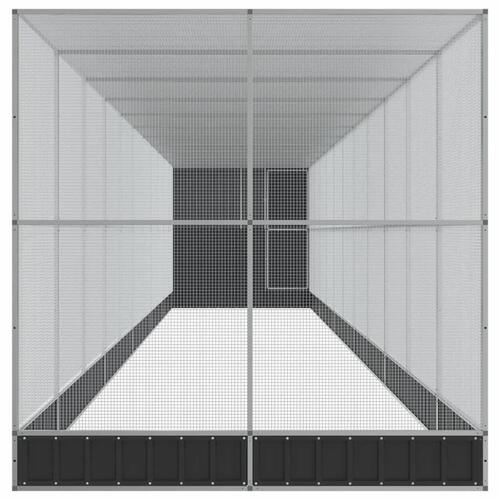 Voliere med udvidelse 1244x203x216 cm stål sølvfarvet