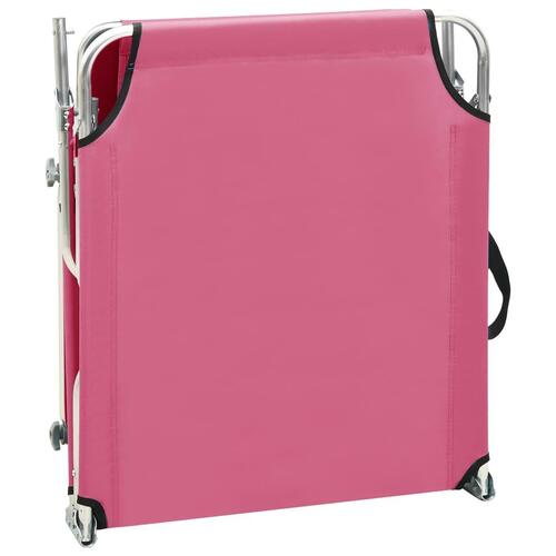 Foldbar liggestol med baldakin aluminium pink