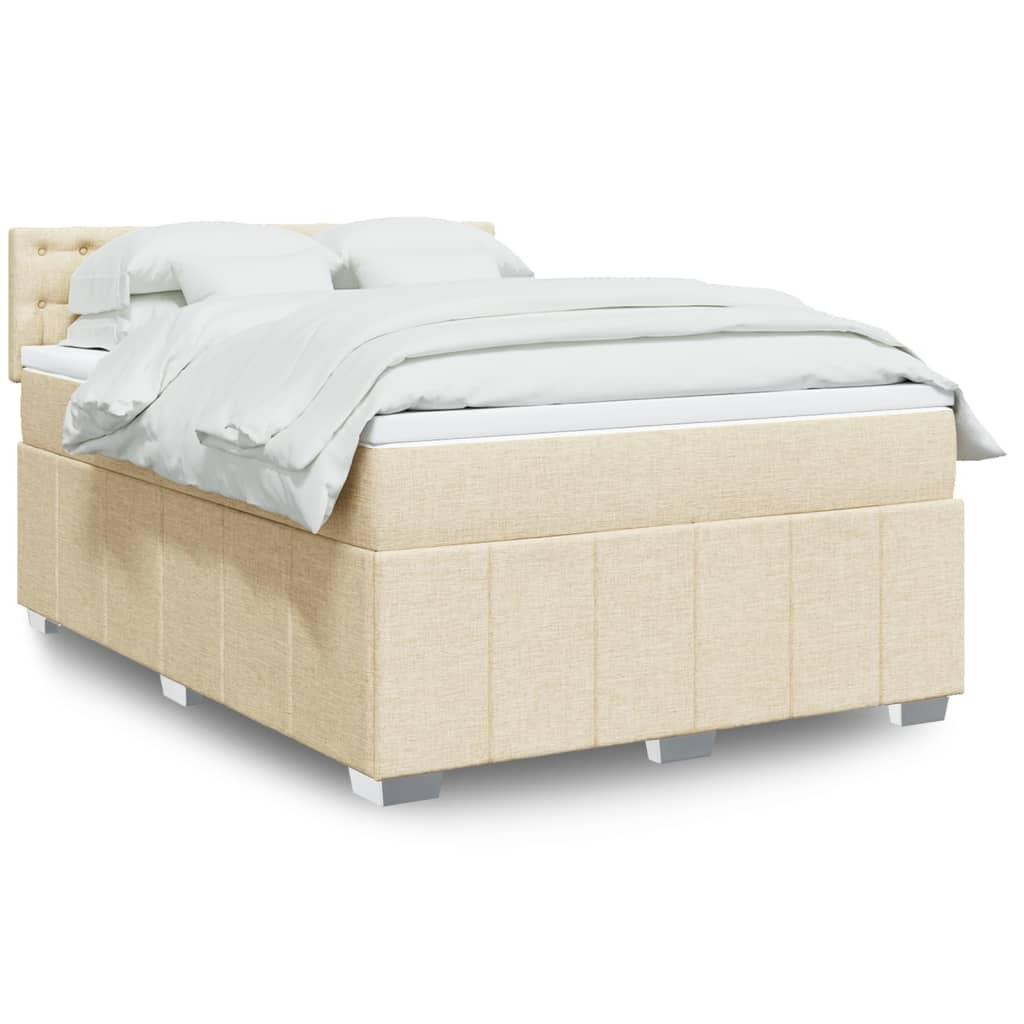Kontinentalseng med madras 140x190 cm stof cremefarvet billede