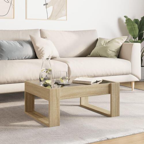 Sofabord med Infinity LED-lys 70x53x30 cm sonoma-eg