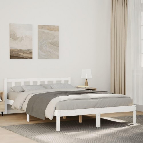 Ekstra lang sengeramme 160 x 210 cm - massivt fyrretræ, hvid
