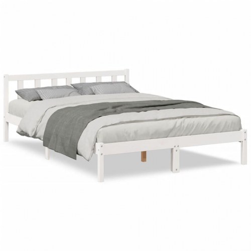 Ekstra lang sengeramme 160 x 210 cm - massivt fyrretræ, hvid