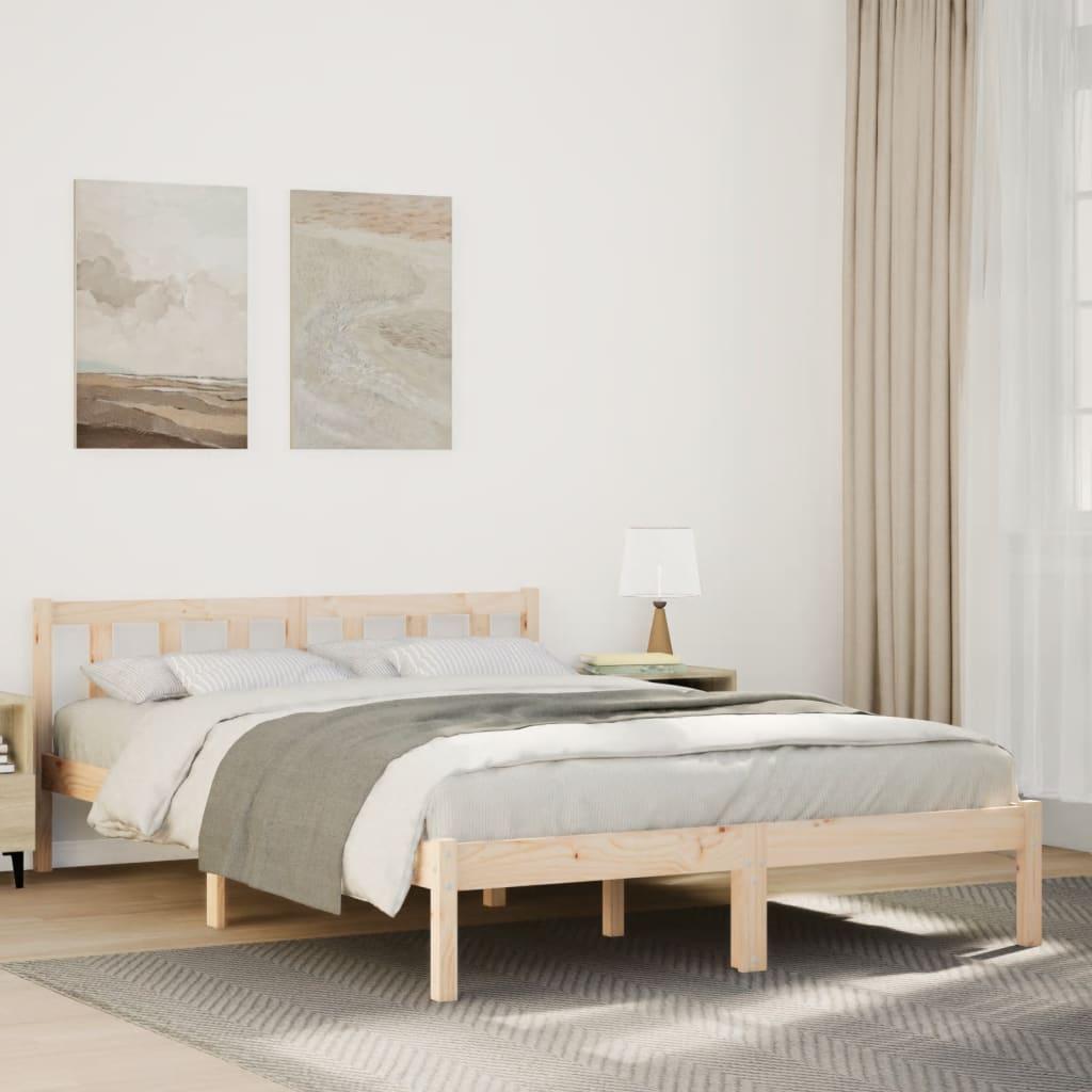 Ekstra lang sengeramme uden madras 160x220 cm massivt fyrretræ