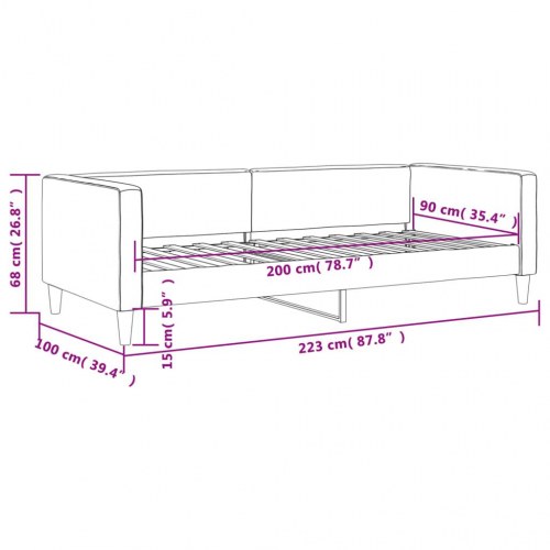 Daybed 90×200 cm i stof - gråbrun sengeramme/sovesofa