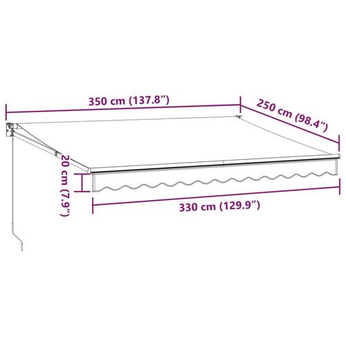 Foldemarkise 3,5x2,5 m stof og aluminium antracitgrå og hvid