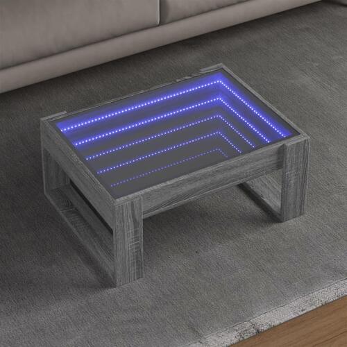 Sofabord med Infinity LED-lys 70x53x30 cm grå sonoma-eg