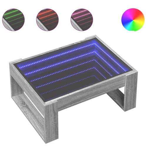 Sofabord med Infinity LED-lys 70x53x30 cm grå sonoma-eg