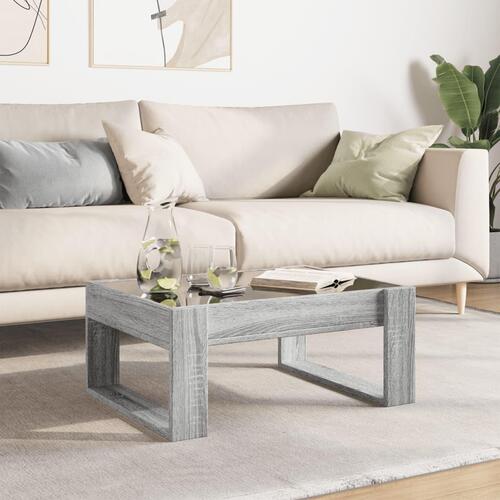 Sofabord med Infinity LED-lys 70x53x30 cm grå sonoma-eg