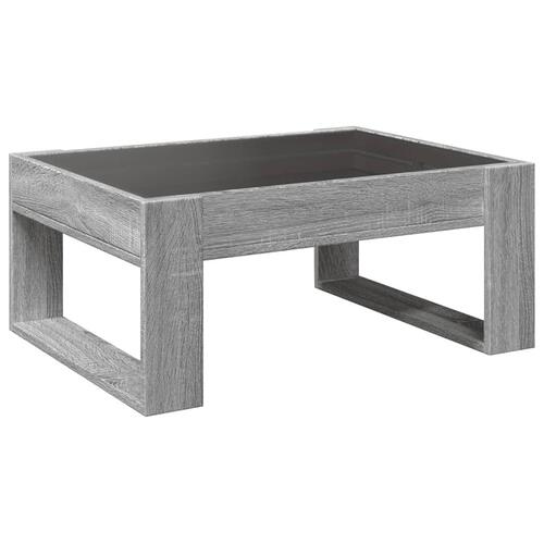 Sofabord med Infinity LED-lys 70x53x30 cm grå sonoma-eg