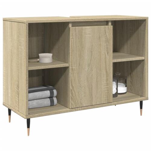 Badeværelsesskab 80x33x60 cm konstrueret træ sonoma-eg