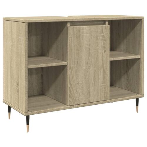 Badeværelsesskab 80x33x60 cm konstrueret træ sonoma-eg