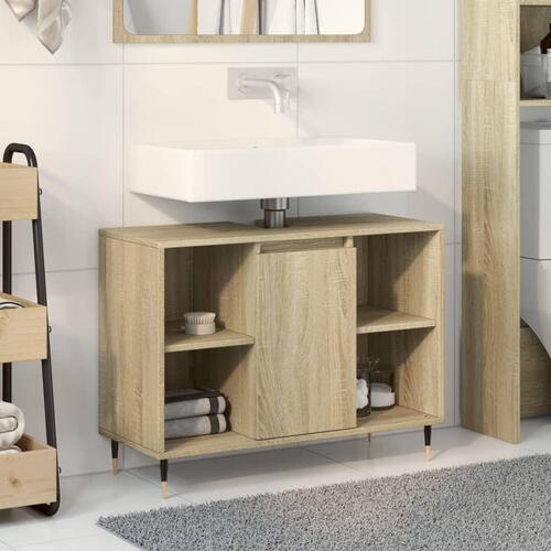 Badeværelsesskab 80x33x60 cm konstrueret træ sonoma-eg