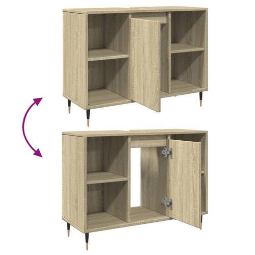 Badeværelsesskab 80x33x60 cm konstrueret træ sonoma-eg