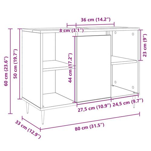 Badeværelsesskab 80x33x60 cm konstrueret træ sonoma-eg