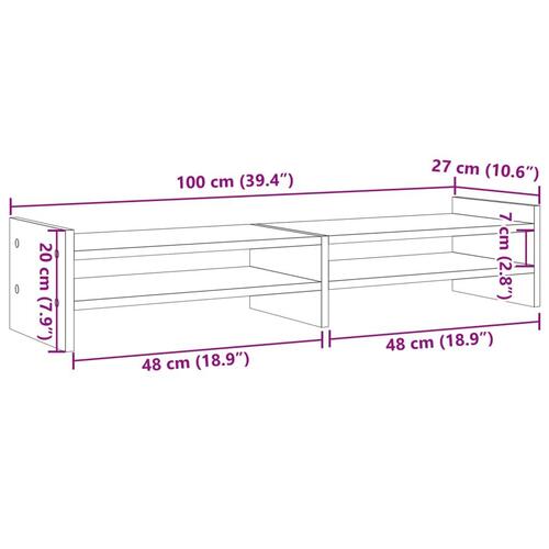 Skærmstander 100x27x20 cm konstrueret træ røget egetræsfarve