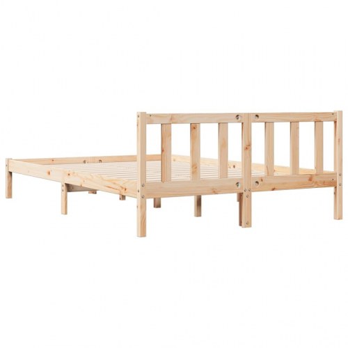 Ekstra lang sengeramme 140x210 cm - massivt fyrretræ, med sengegavl
