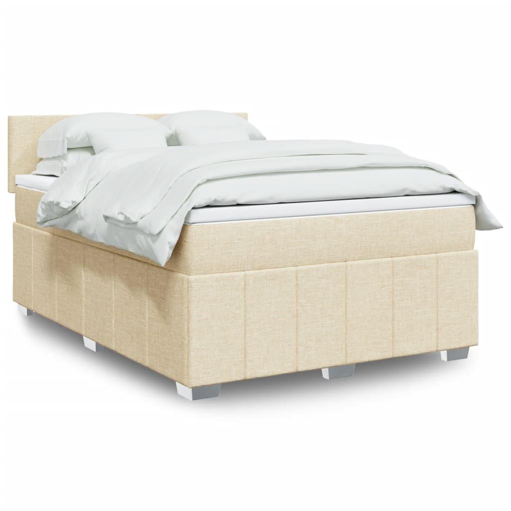 Kontinentalseng med madras 140x190 cm stof cremefarvet billede