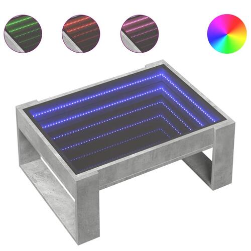 Sofabord med Infinity LED-lys 70x53x30 cm betongrå