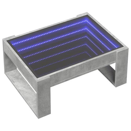 Sofabord med Infinity LED-lys 70x53x30 cm betongrå