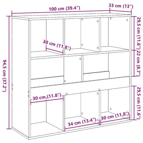 Bogreol/rumdeler 100x33x94,5 cm sort