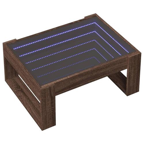 Sofabord med Infinity LED-lys 70x53x30 cm brun egetræsfarve