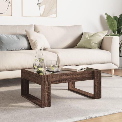 Sofabord med Infinity LED-lys 70x53x30 cm brun egetræsfarve