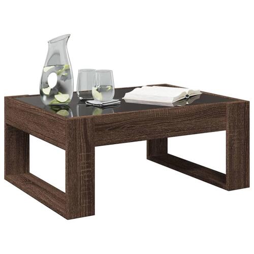 Sofabord med Infinity LED-lys 70x53x30 cm brun egetræsfarve