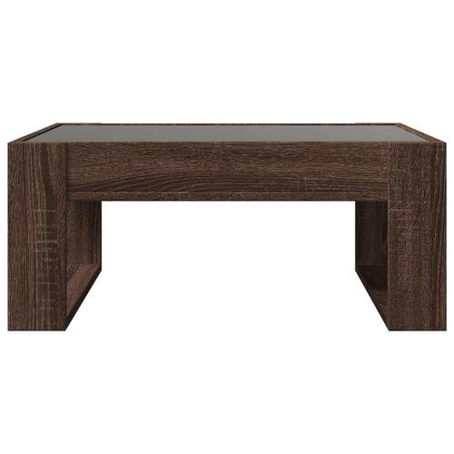 Sofabord med Infinity LED-lys 70x53x30 cm brun egetræsfarve