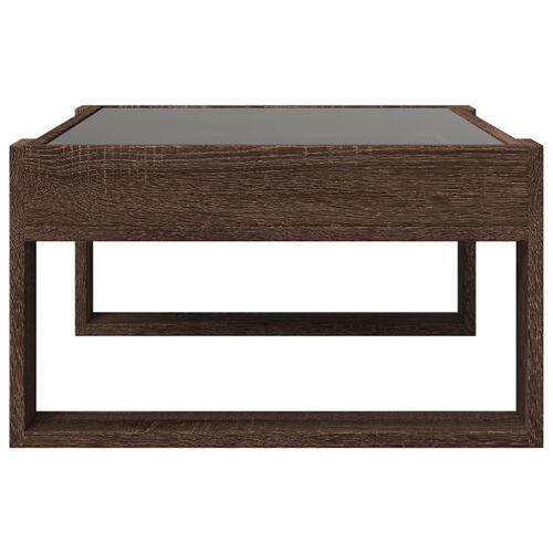 Sofabord med Infinity LED-lys 70x53x30 cm brun egetræsfarve