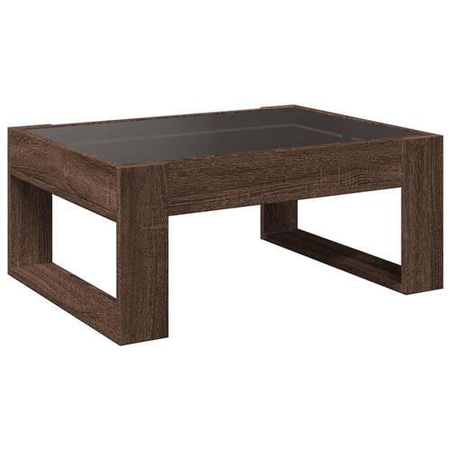 Sofabord med Infinity LED-lys 70x53x30 cm brun egetræsfarve
