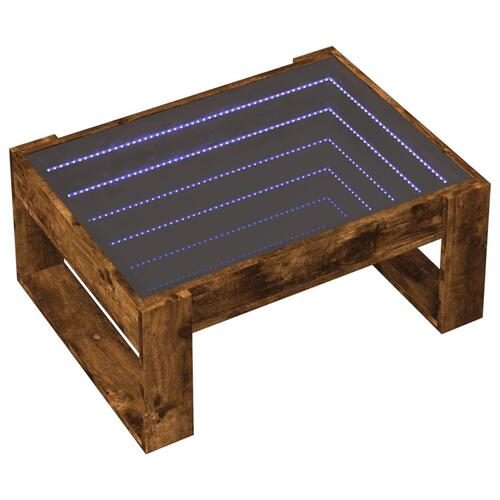 Sofabord med Infinity LED-lys 70x53x30 cm røget egetræsfarve