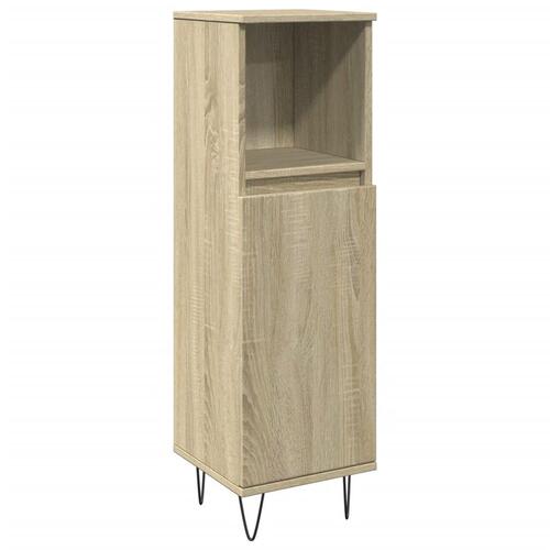 Badeværelsesskab 30x30x100 cm konstrueret træ sonoma-eg
