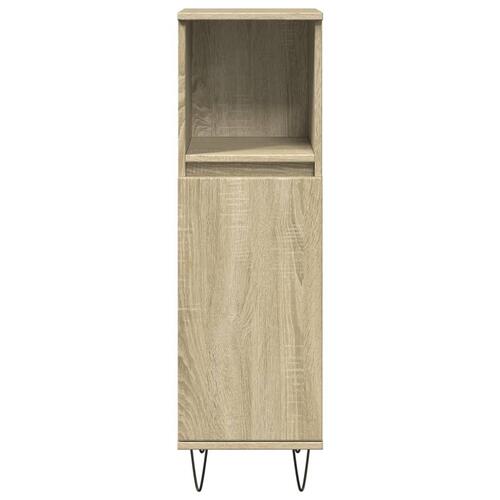 Badeværelsesskab 30x30x100 cm konstrueret træ sonoma-eg
