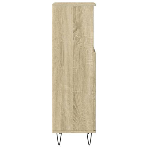 Badeværelsesskab 30x30x100 cm konstrueret træ sonoma-eg
