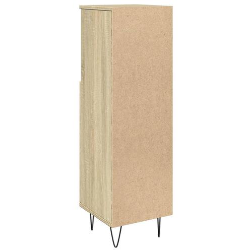 Badeværelsesskab 30x30x100 cm konstrueret træ sonoma-eg