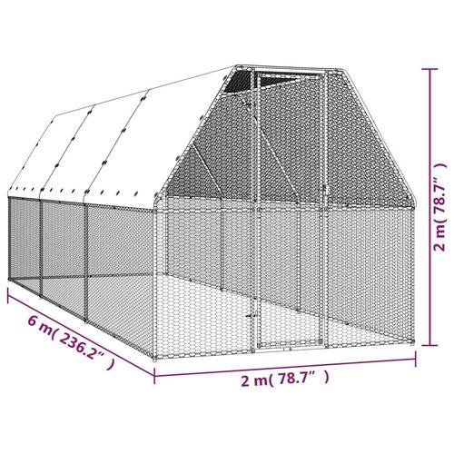 Hønsegård 2x6x2 m galvaniseret stål