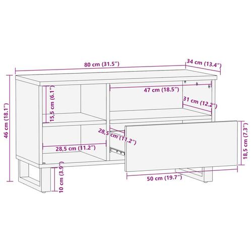 Tv-bord 80x34x46 cm massivt akacietræ