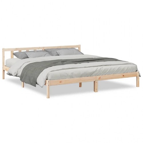 Ekstra lang sengeramme 200x210 cm i massivt fyrretræ - med sengegavl