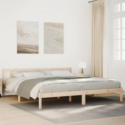 Ekstra lang sengeramme 200x220 cm i massivt fyrretræ - med sengegavl