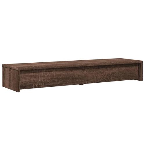 Skærmstander med skuffer 100x27x15 cm konstrueret træ brun eg