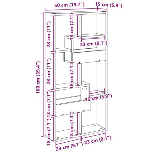 Vægskab 50x15x100 cm konstrueret træ hvid