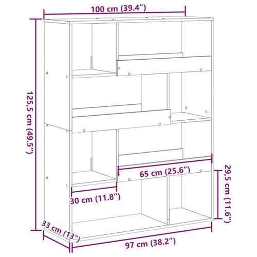 Bogreol 100x33x125,5 cm konstrueret træ sort