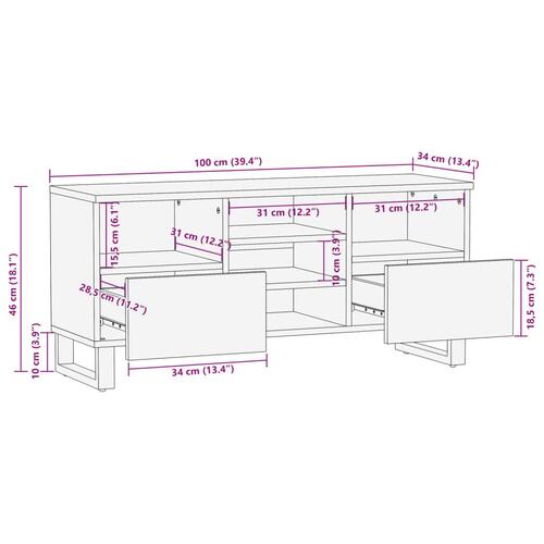 Tv-bord 100x34x46 cm massivt mangotræ